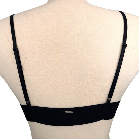 Pink by Victoria’s Secret Lace Triangle Bralette with Embroidered Roses on Black - Picture 9 of 16